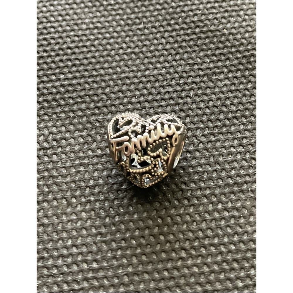 Pandora sterling silver openwork "Family" heart charm ALE 925